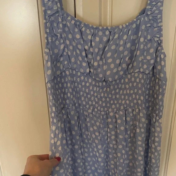Aerie Light Blue Polka Dot Maxi Dress - Picture 4 of 4